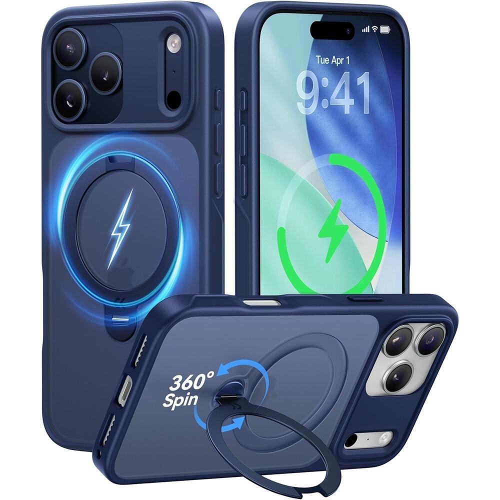 CASEKOO MagicStand Case iPhone 17 Pro Max Deep Blue MagSafe Kickstand 360 Spin